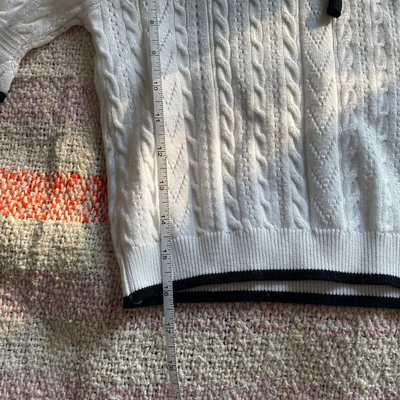 Cider Collar Contrasting Trim Knit Short Sleeve Crop Top Pointelle - Picture 6 of 8